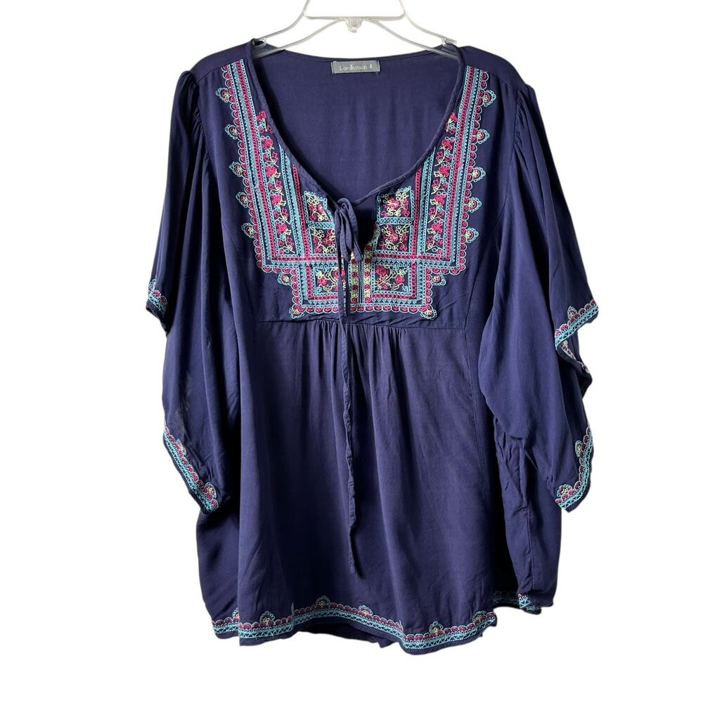 Lordkitsch‎ Embroidered Top Flutter Sleeve Boho Hippie Fairy 4 (2791)